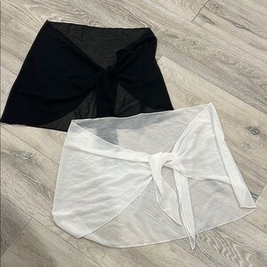 Black and White Sheer Tie up swim sarong